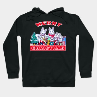 Dog Merry Christmas White German Shepherd Dog Family Holiday Fun Hoodie